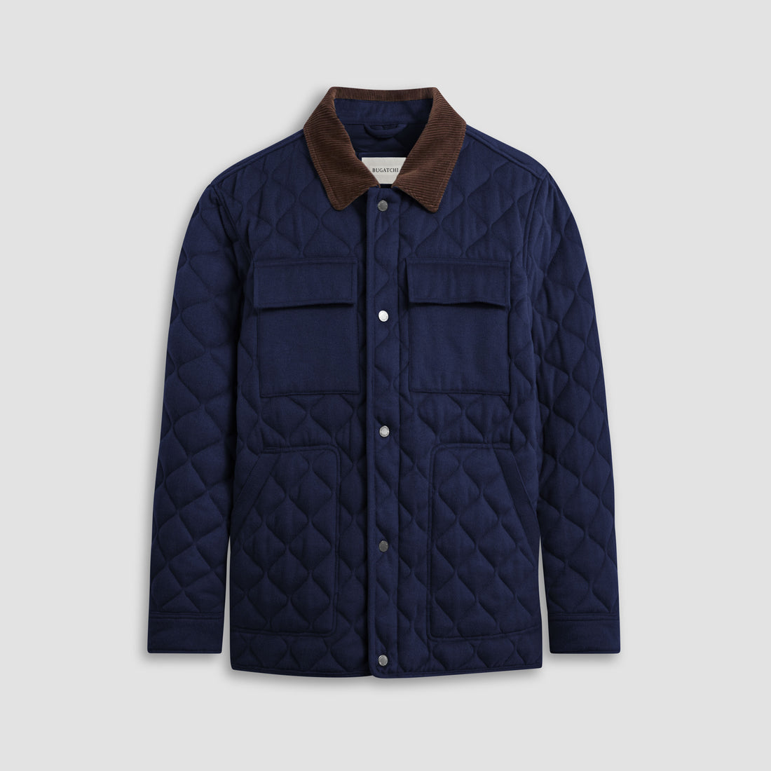 Bugatchi Men s Corduroy trimmed Quilted Jacket Navy Size XXL