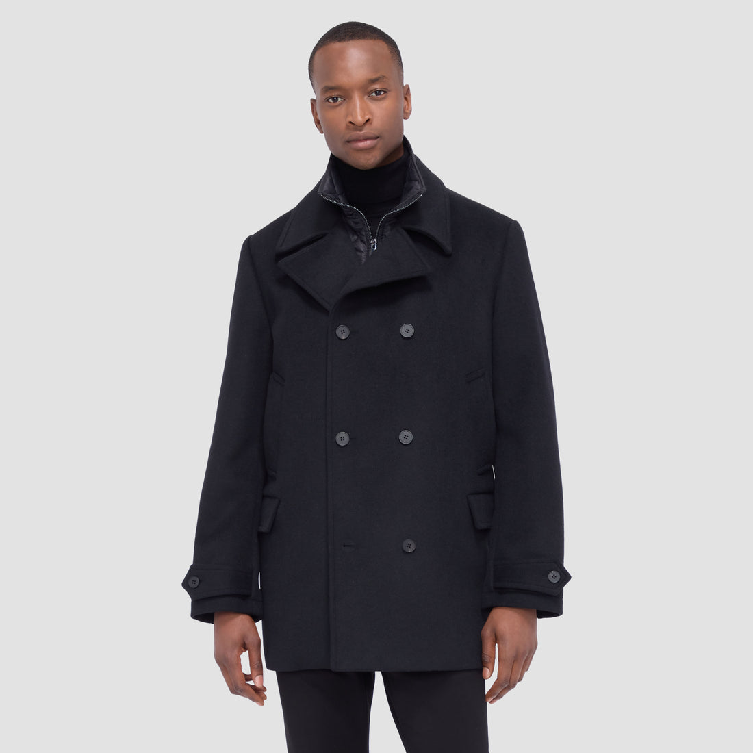 Wool Peacoat with Detachable Bib