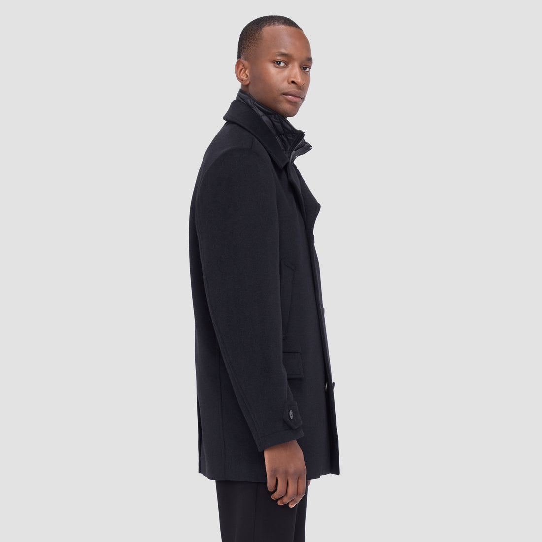 Wool Peacoat with Detachable Bib