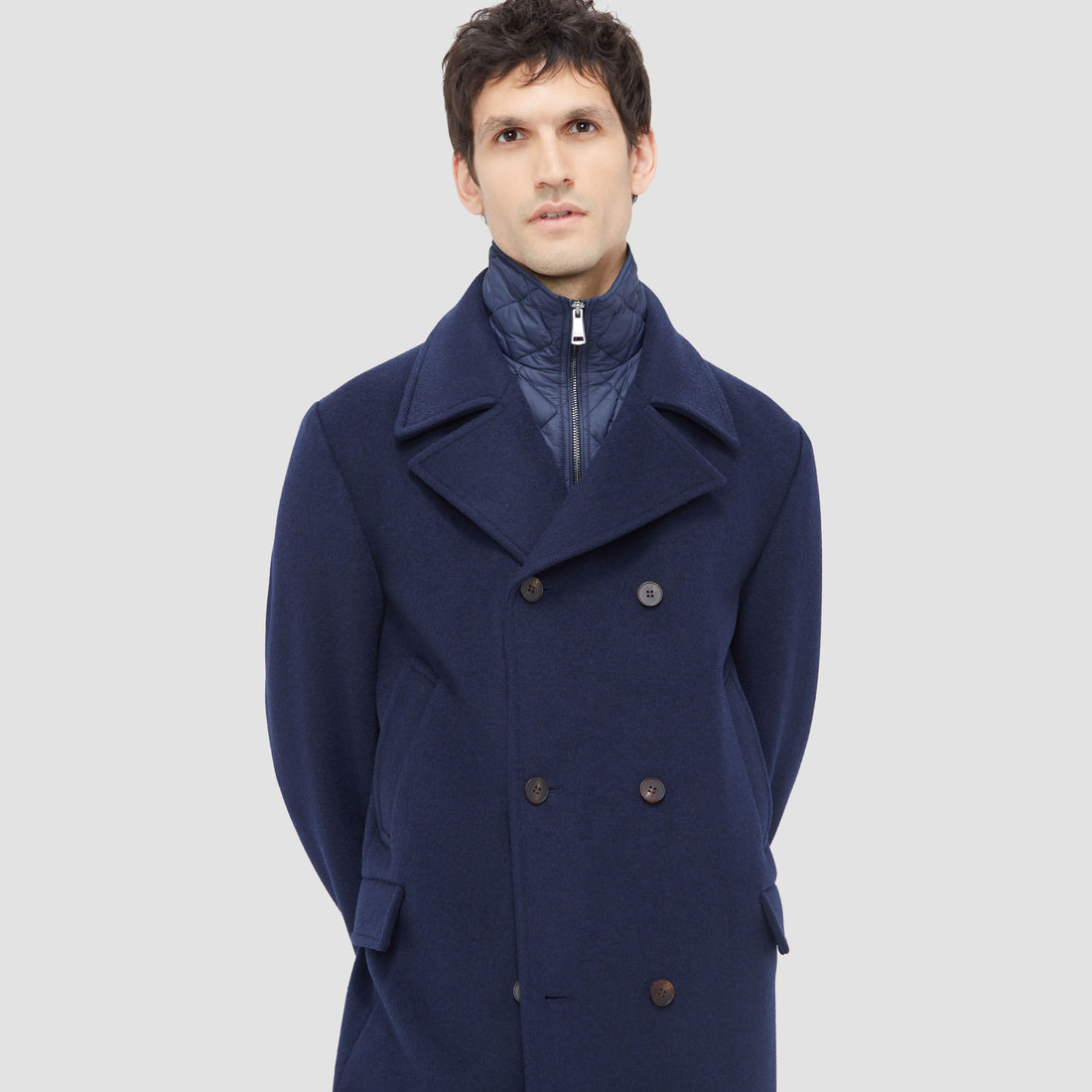 Wool Peacoat with Detachable Bib