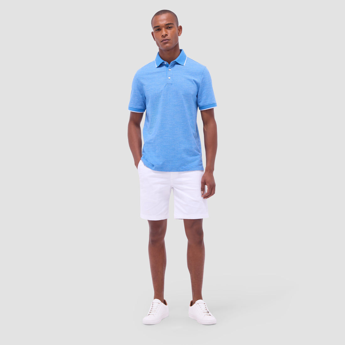 Two-Tone Bird's Eye Polo Shirt