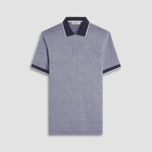 Leaf Print Bird's Eye Polo Shirt