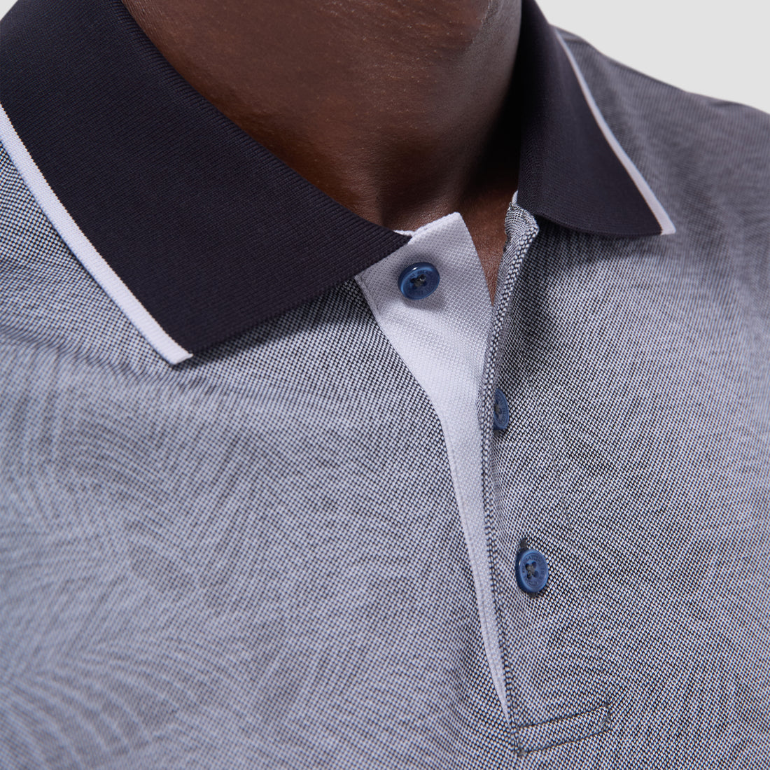 Leaf Print Bird's Eye Polo Shirt