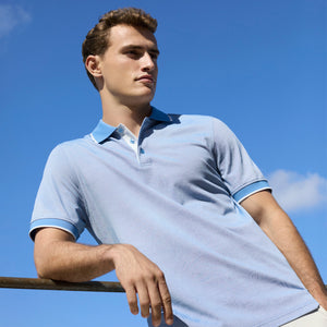 Leaf Print Bird's Eye Polo Shirt