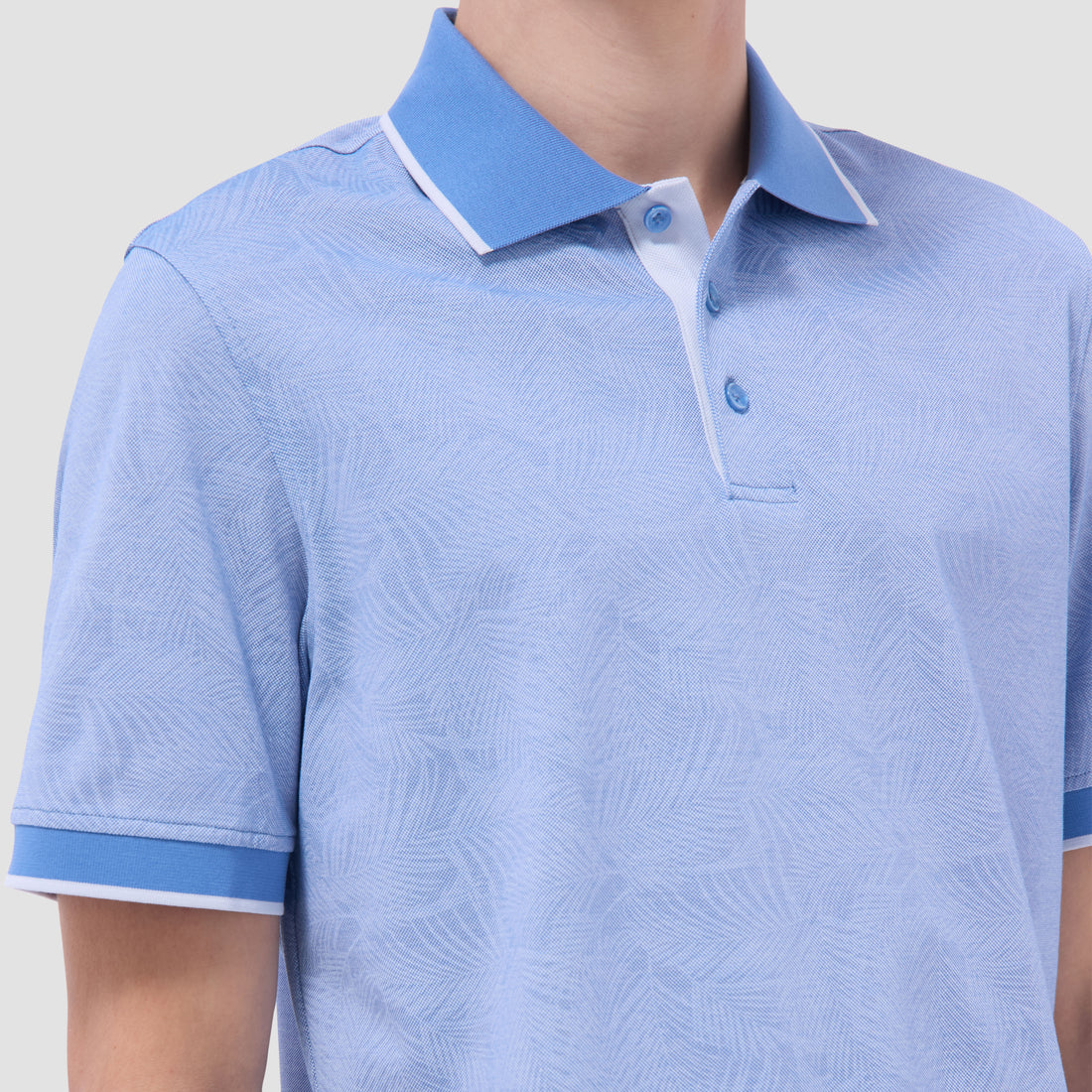 Leaf Print Bird's Eye Polo Shirt