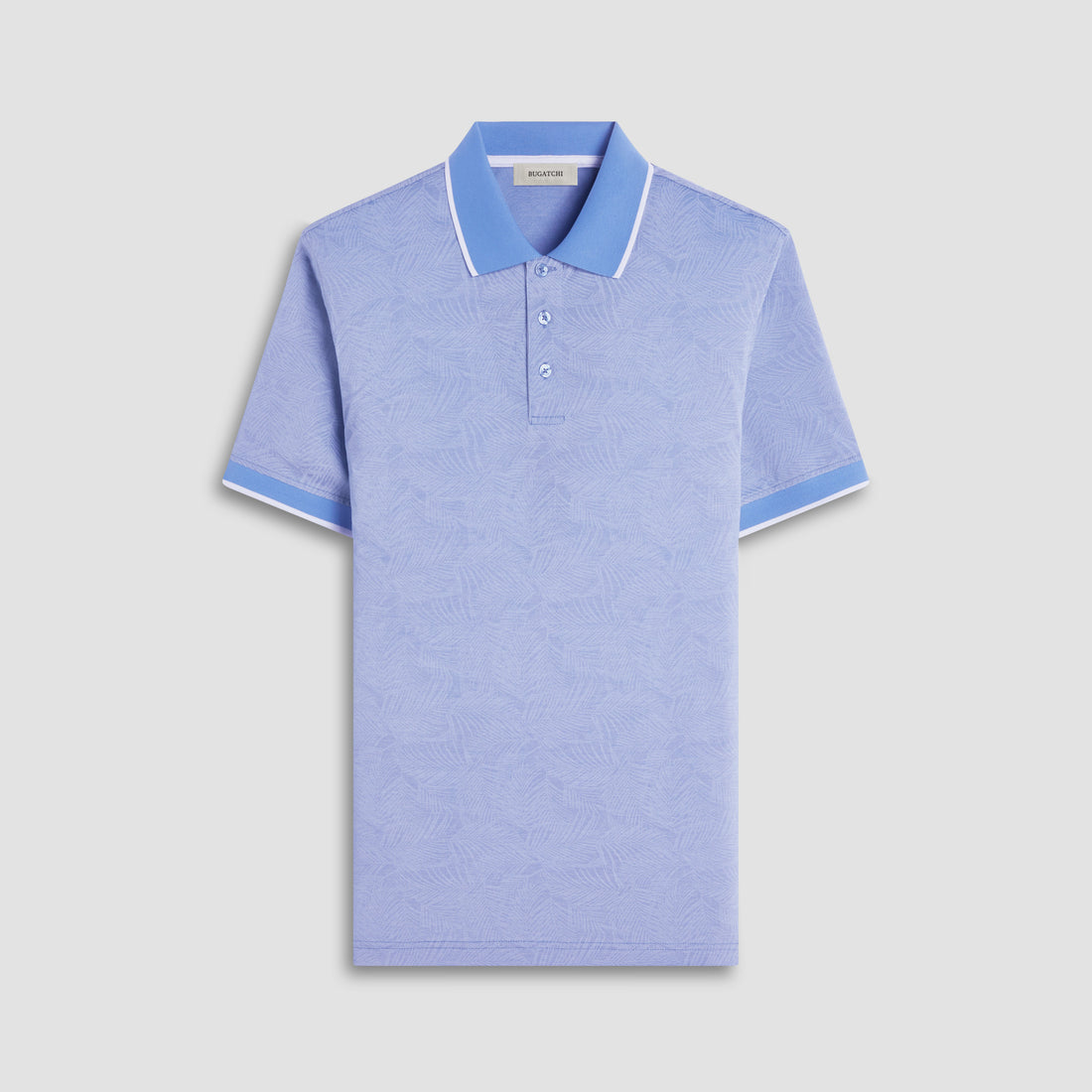 Leaf Print Bird's Eye Polo Shirt