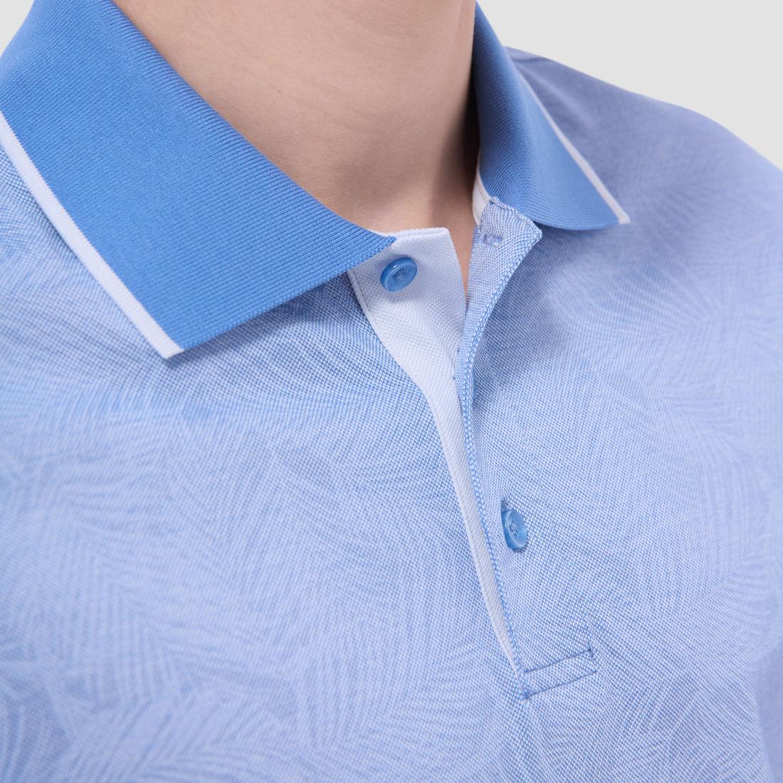 Leaf Print Bird's Eye Polo Shirt