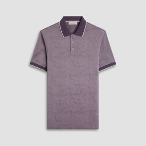 Leaf Print Bird's Eye Polo Shirt