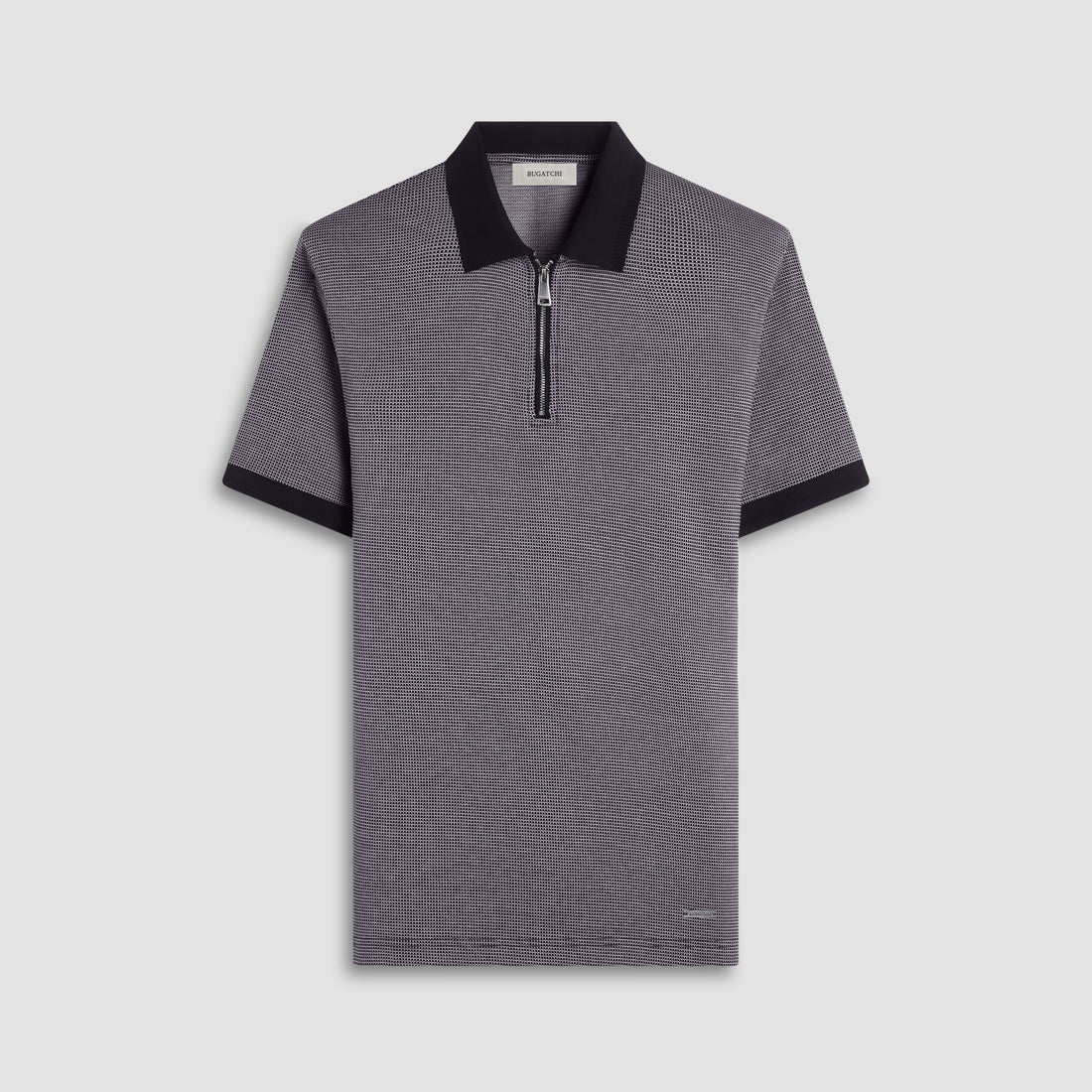 Micro Check Quarter-Zip Polo Shirt