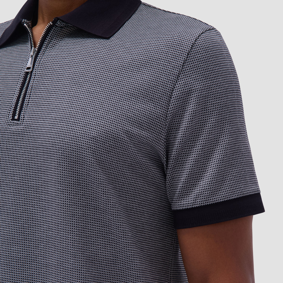 Micro Check Quarter-Zip Polo Shirt