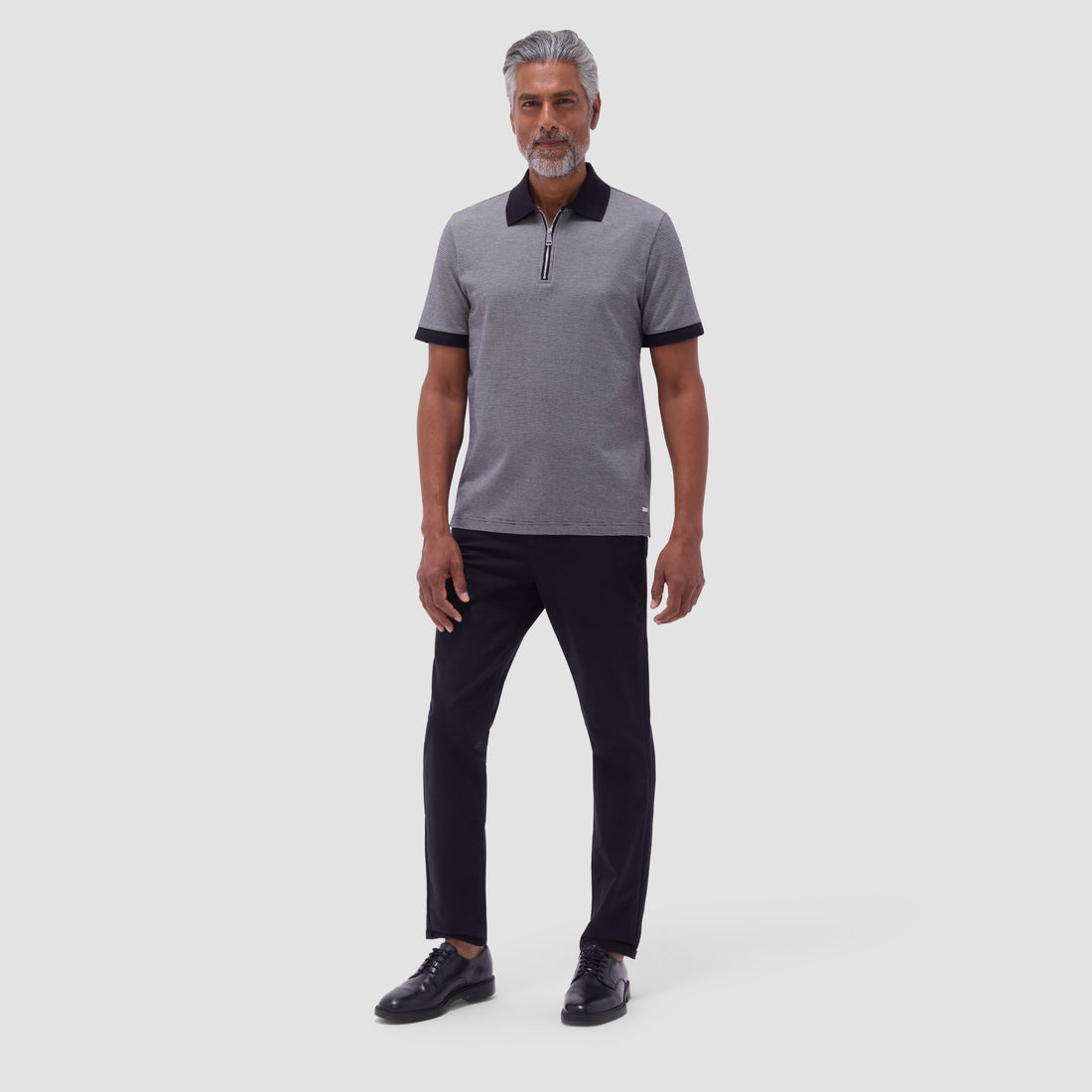 Micro Check Quarter-Zip Polo Shirt