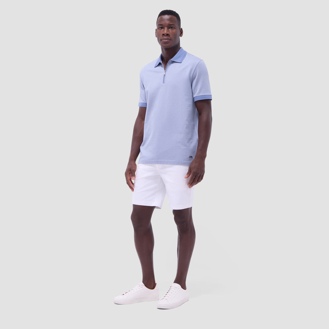 Micro Check Quarter-Zip Polo Shirt