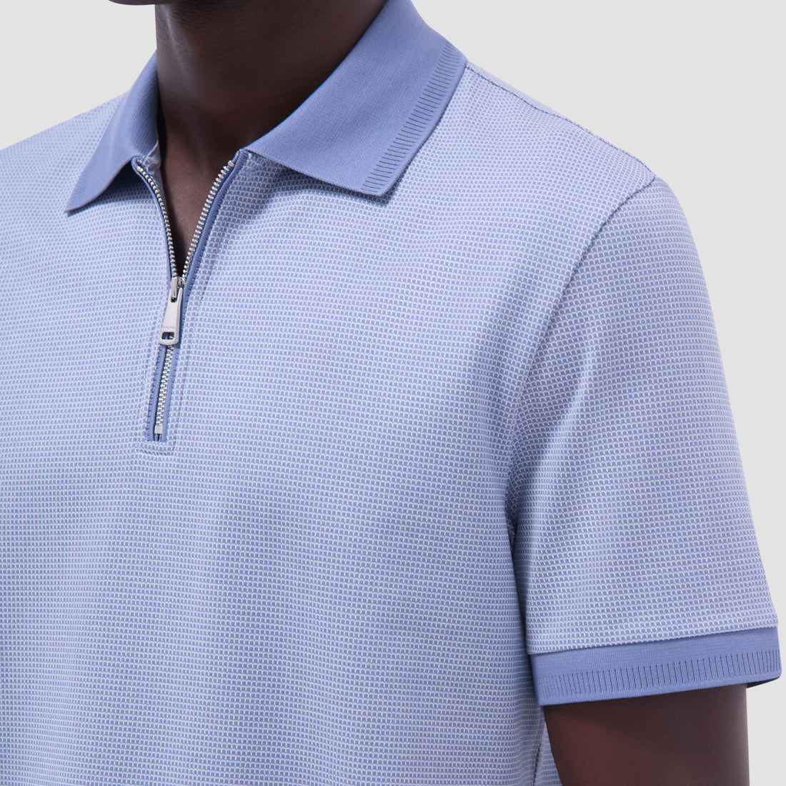 Micro Check Quarter-Zip Polo Shirt