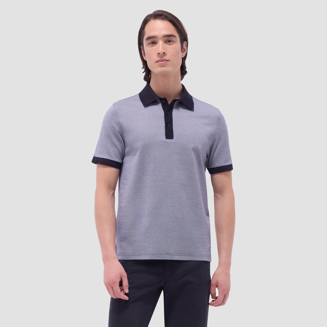 Two-Tone Bird's Eye Polo Shirt