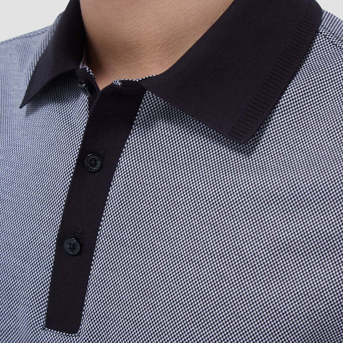 Two-Tone Bird's Eye Polo Shirt