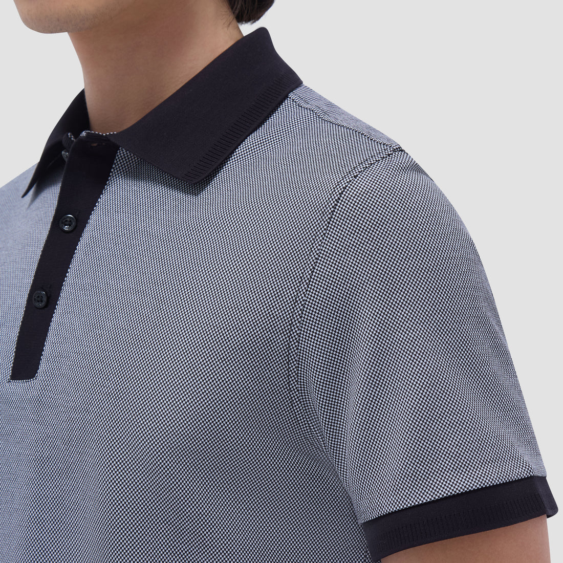 Two-Tone Bird's Eye Polo Shirt