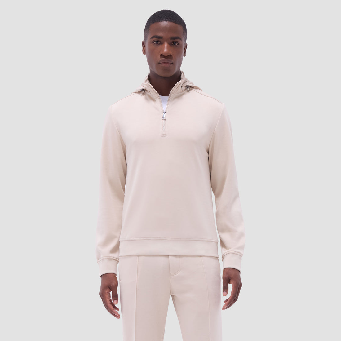 Soft Touch Solid Quarter-Zip Pullover With Hood