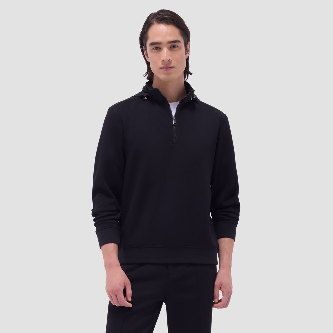 Soft Touch Solid Quarter-Zip Pullover With Hood