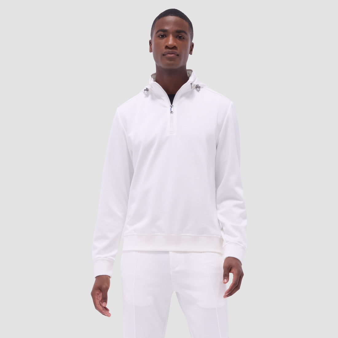 Soft Touch Solid Quarter-Zip Pullover With Hood