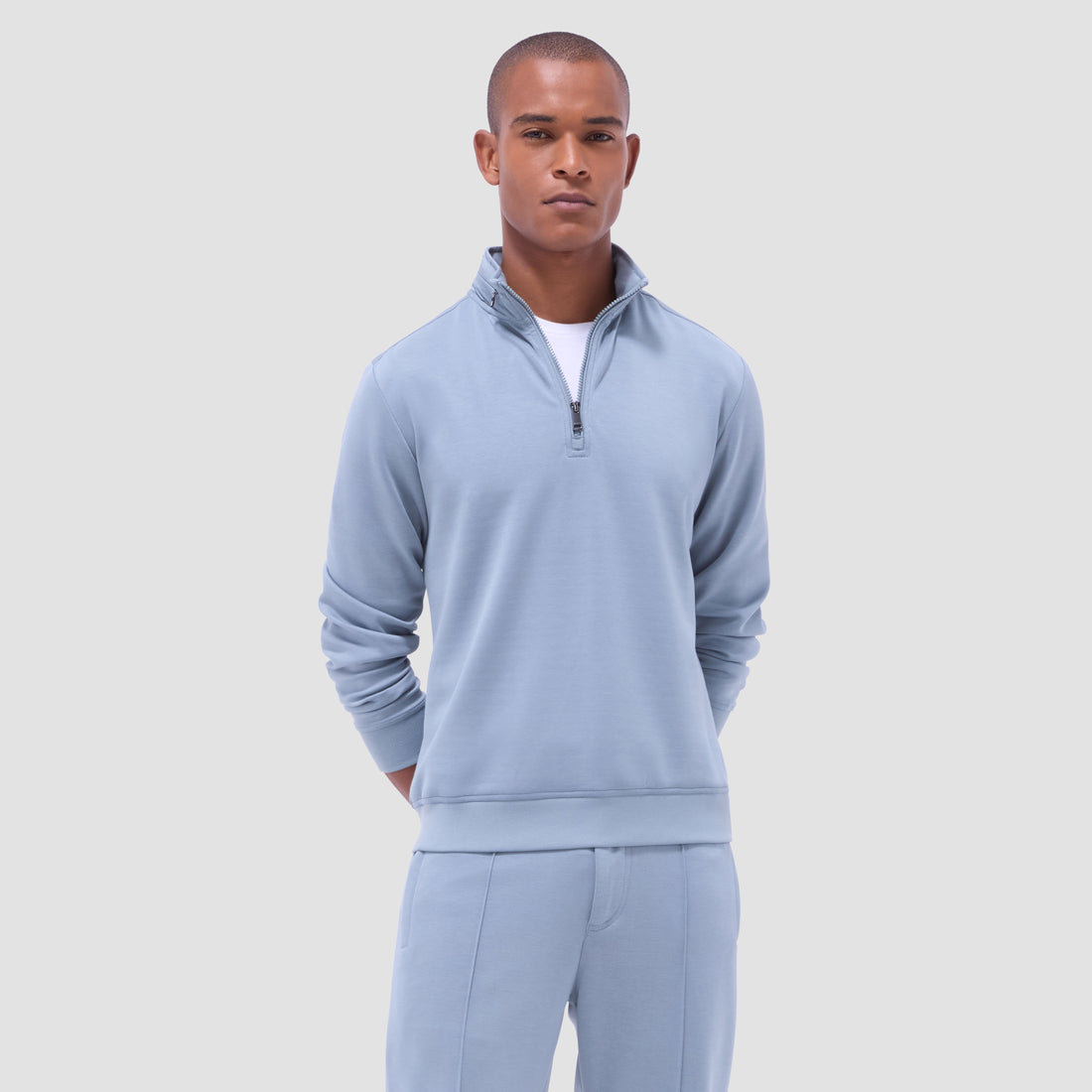 Soft Touch Solid Quarter-Zip Pullover With Hood