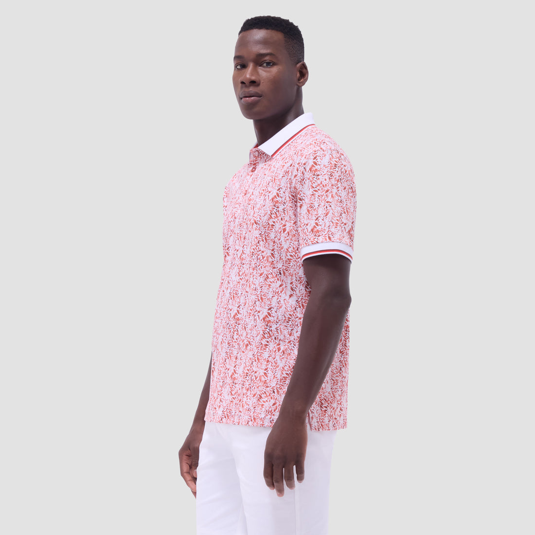 Leaf Print Polo Shirt