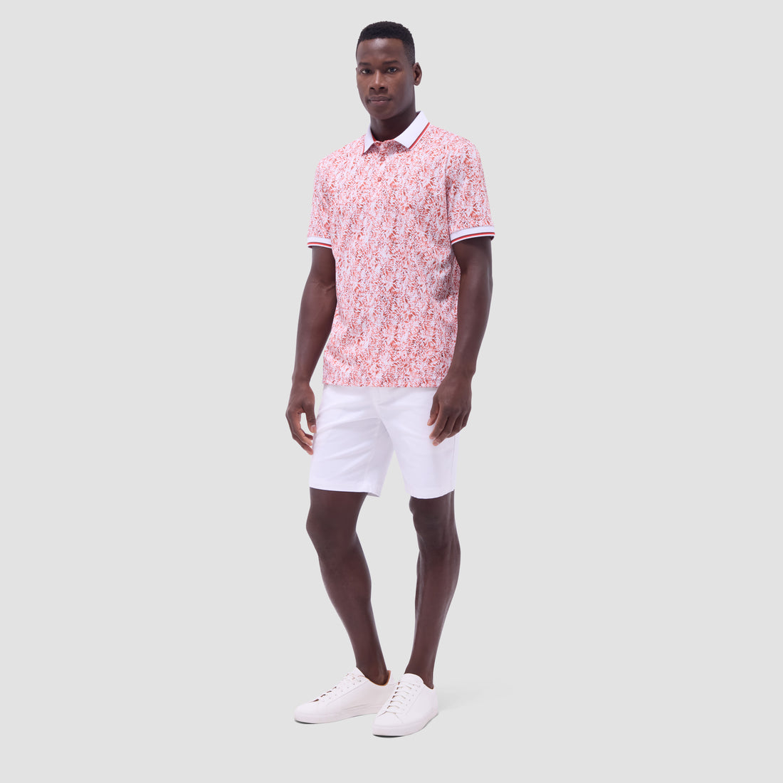 Leaf Print Polo Shirt