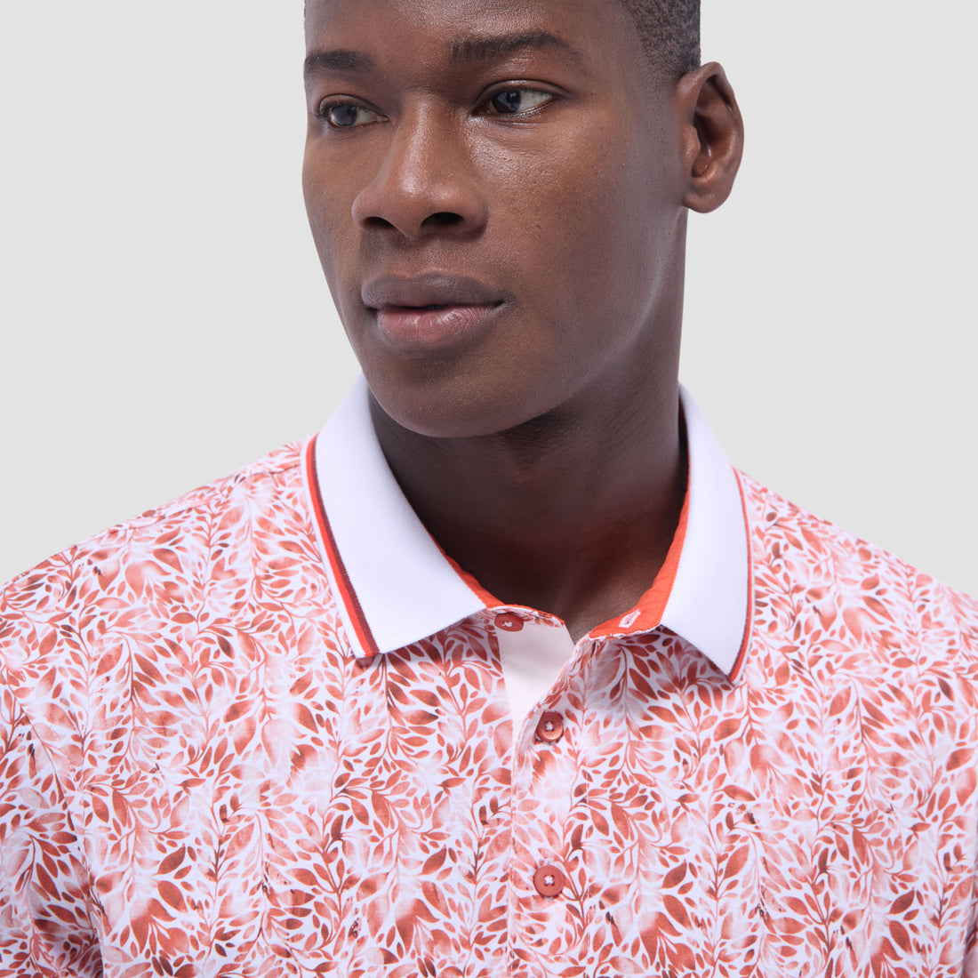 Leaf Print Polo Shirt