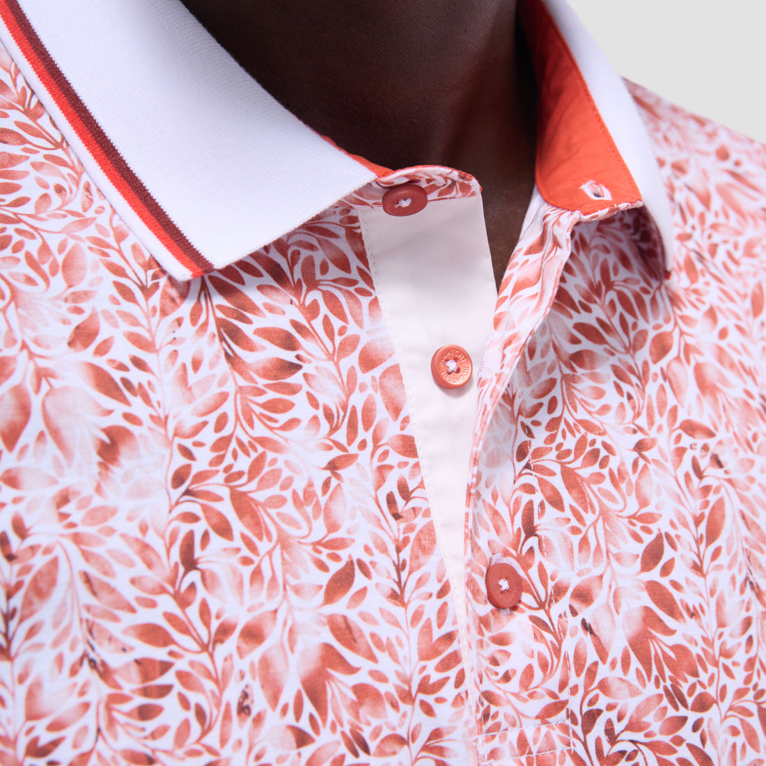 Leaf Print Polo Shirt