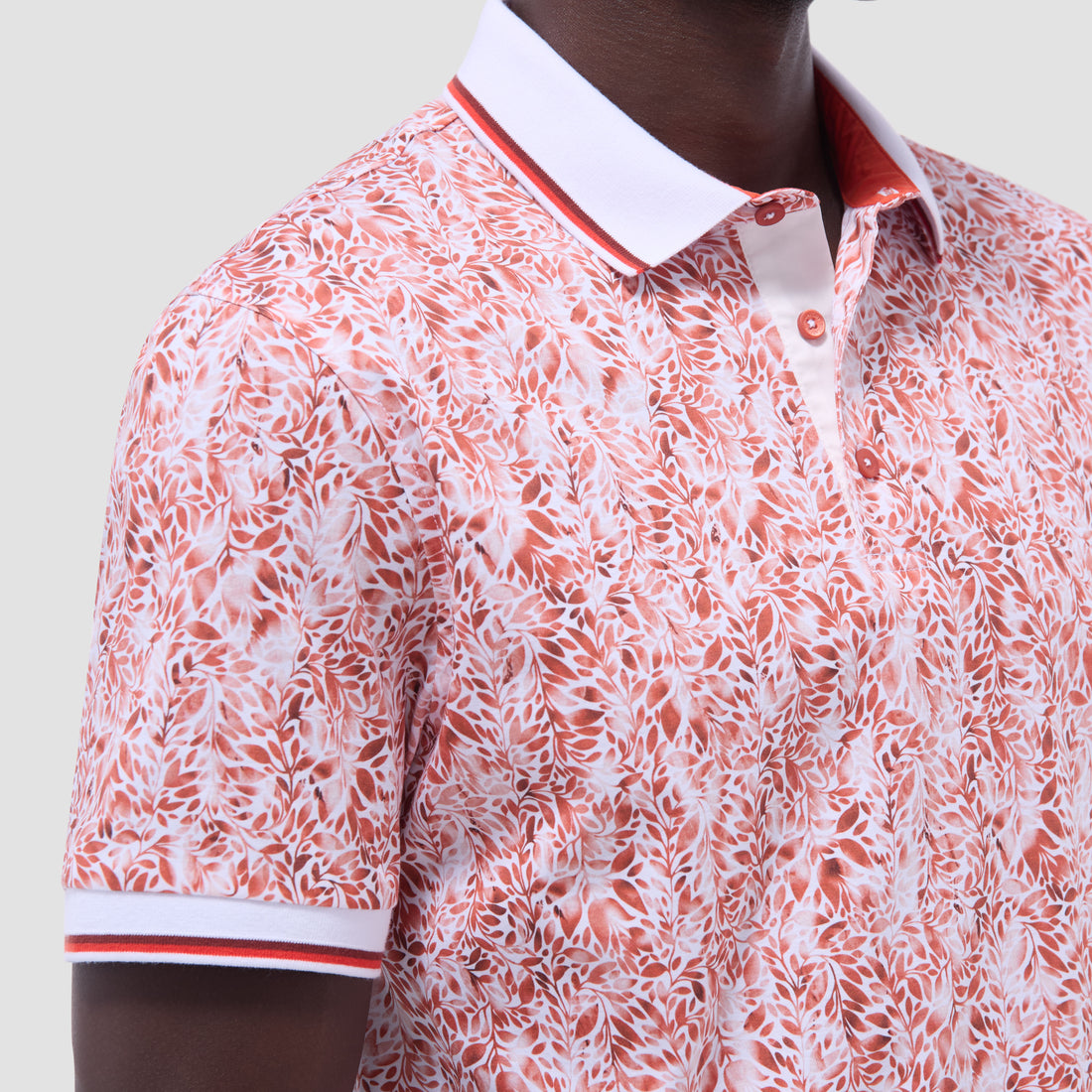 Leaf Print Polo Shirt