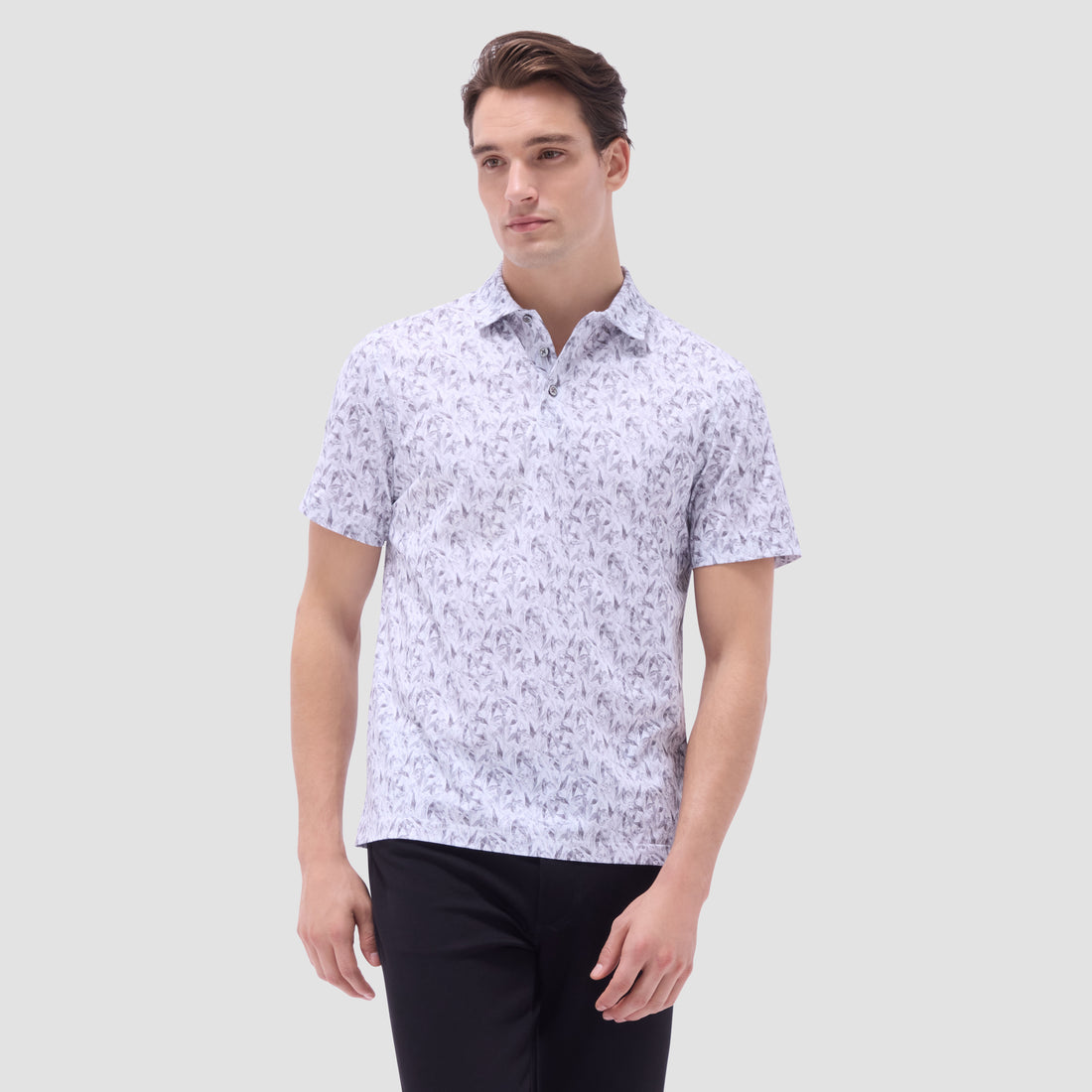 Victor Leaf Print OoohCotton Polo Shirt