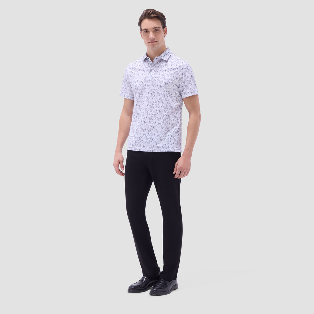 Victor Leaf Print OoohCotton Polo Shirt