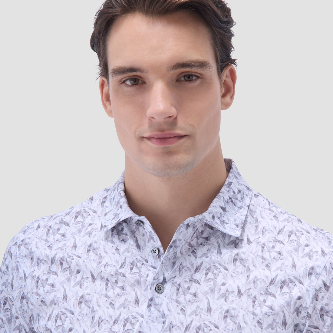 Victor Leaf Print OoohCotton Polo Shirt