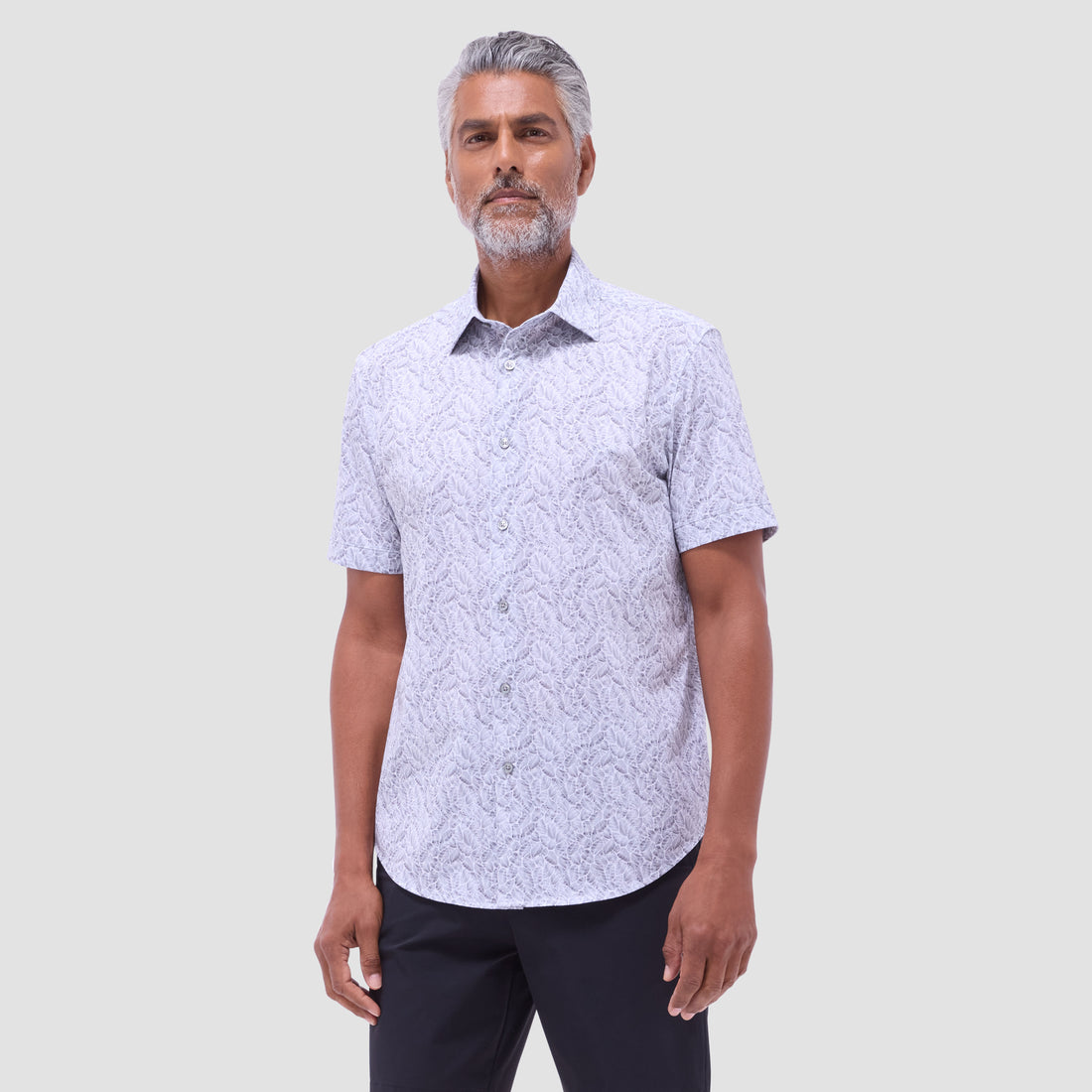 Miles Leaf Print OoohCotton Short -Sleeve Shirt