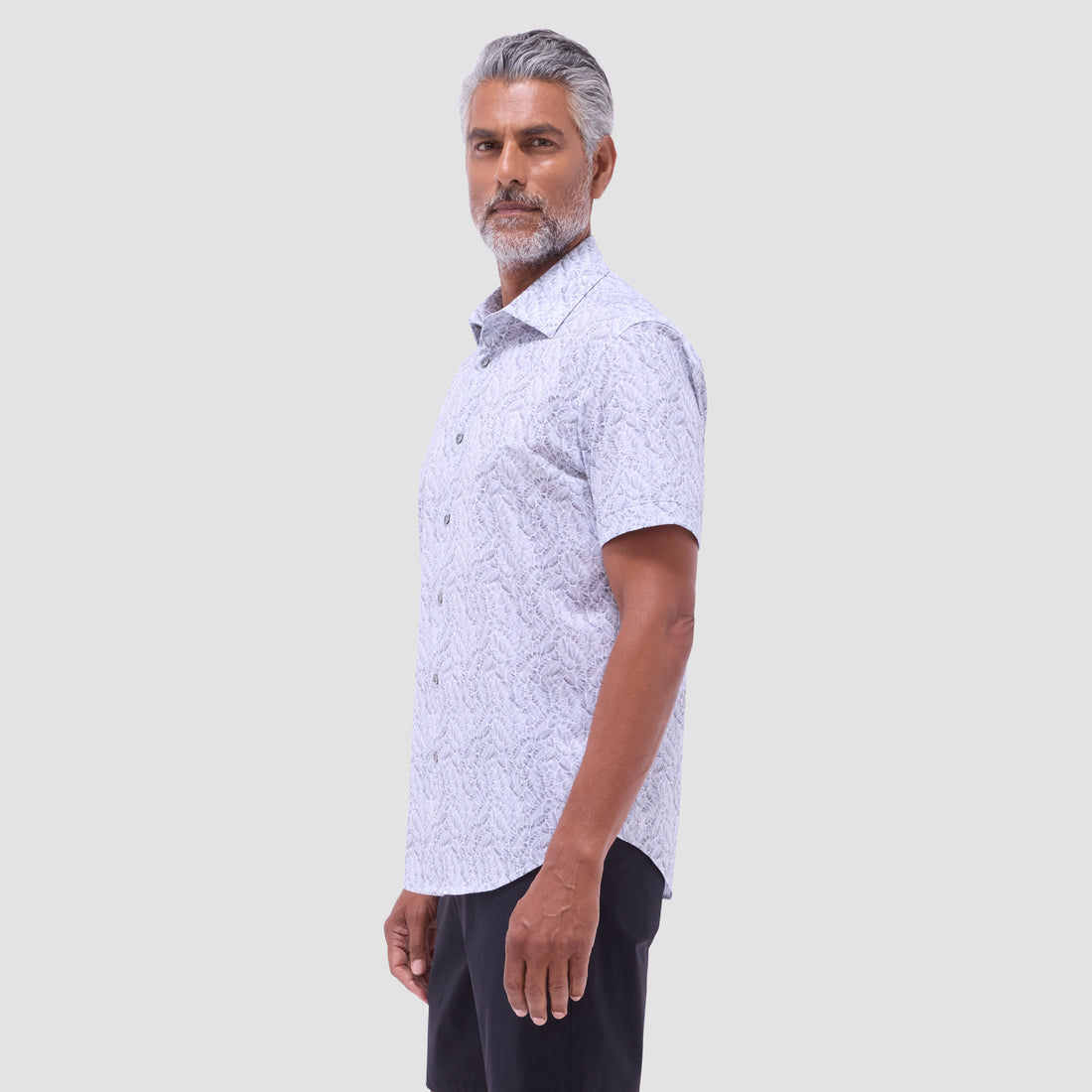 Miles Leaf Print OoohCotton Short -Sleeve Shirt