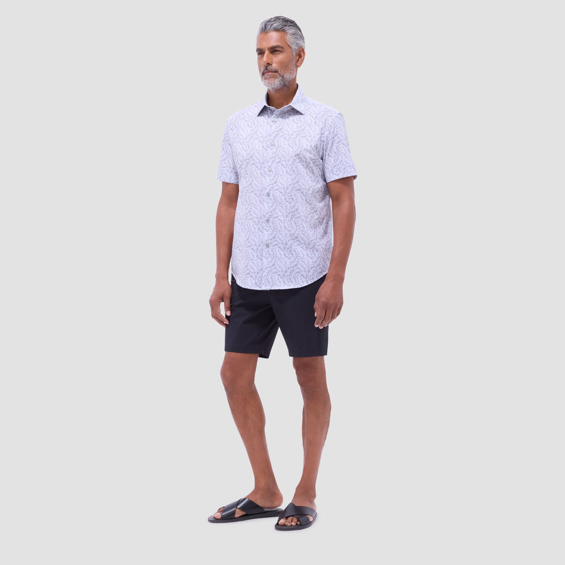 Miles Leaf Print OoohCotton Short -Sleeve Shirt