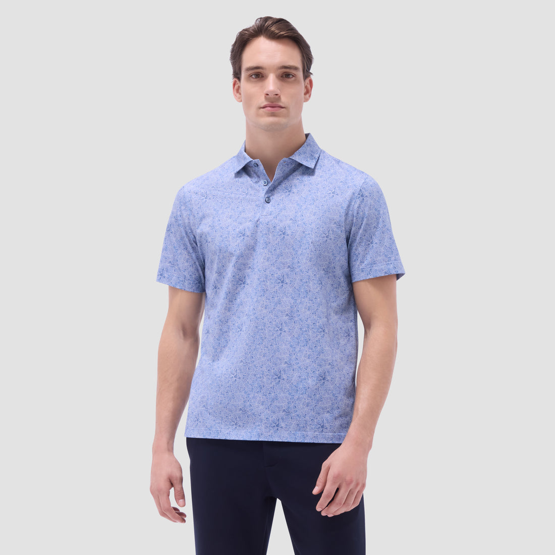 Victor Leaf Print OoohCotton Polo Shirt