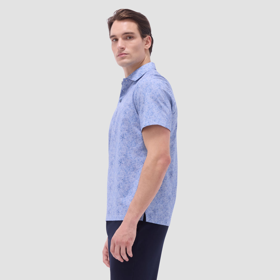 Victor Leaf Print OoohCotton Polo Shirt