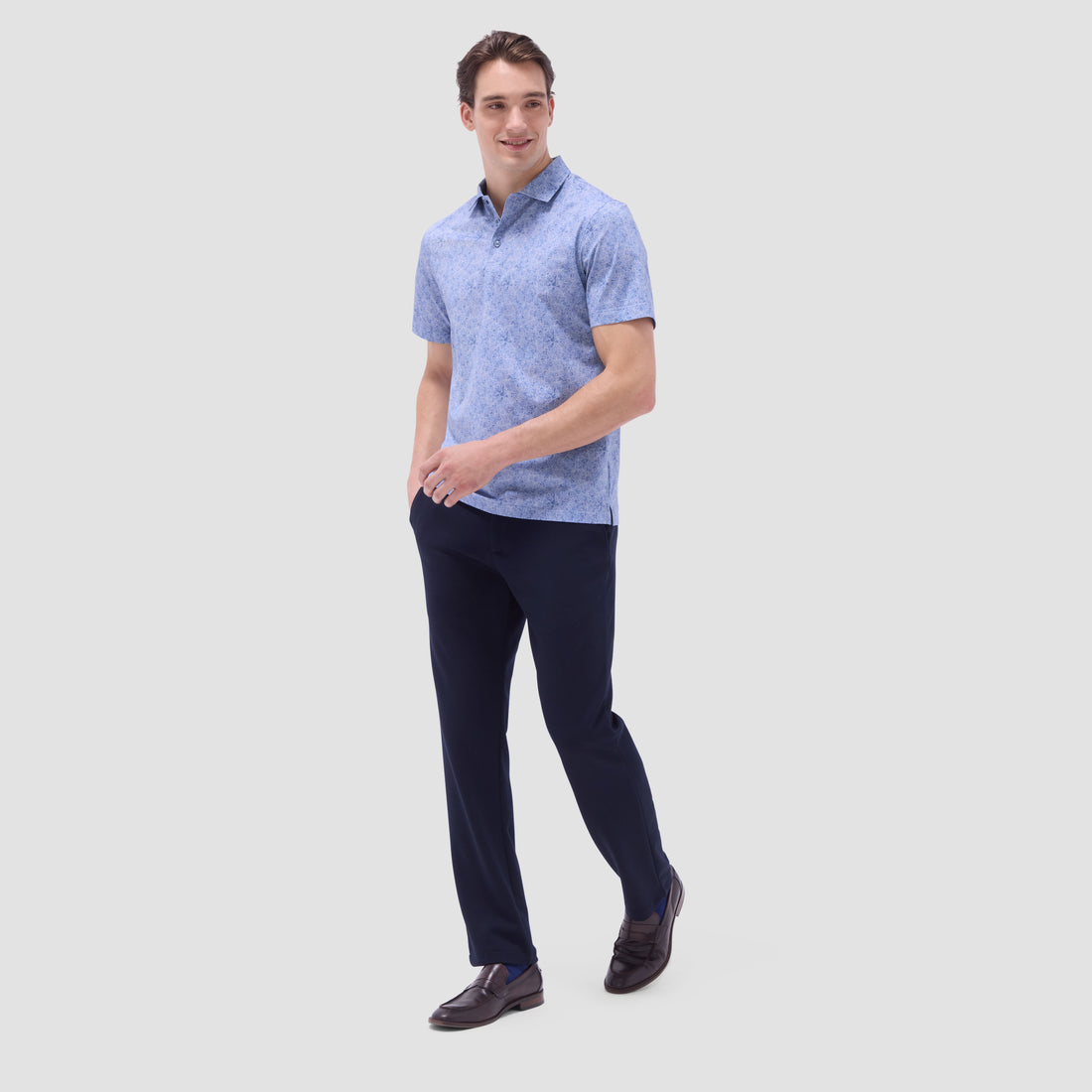 Victor Leaf Print OoohCotton Polo Shirt