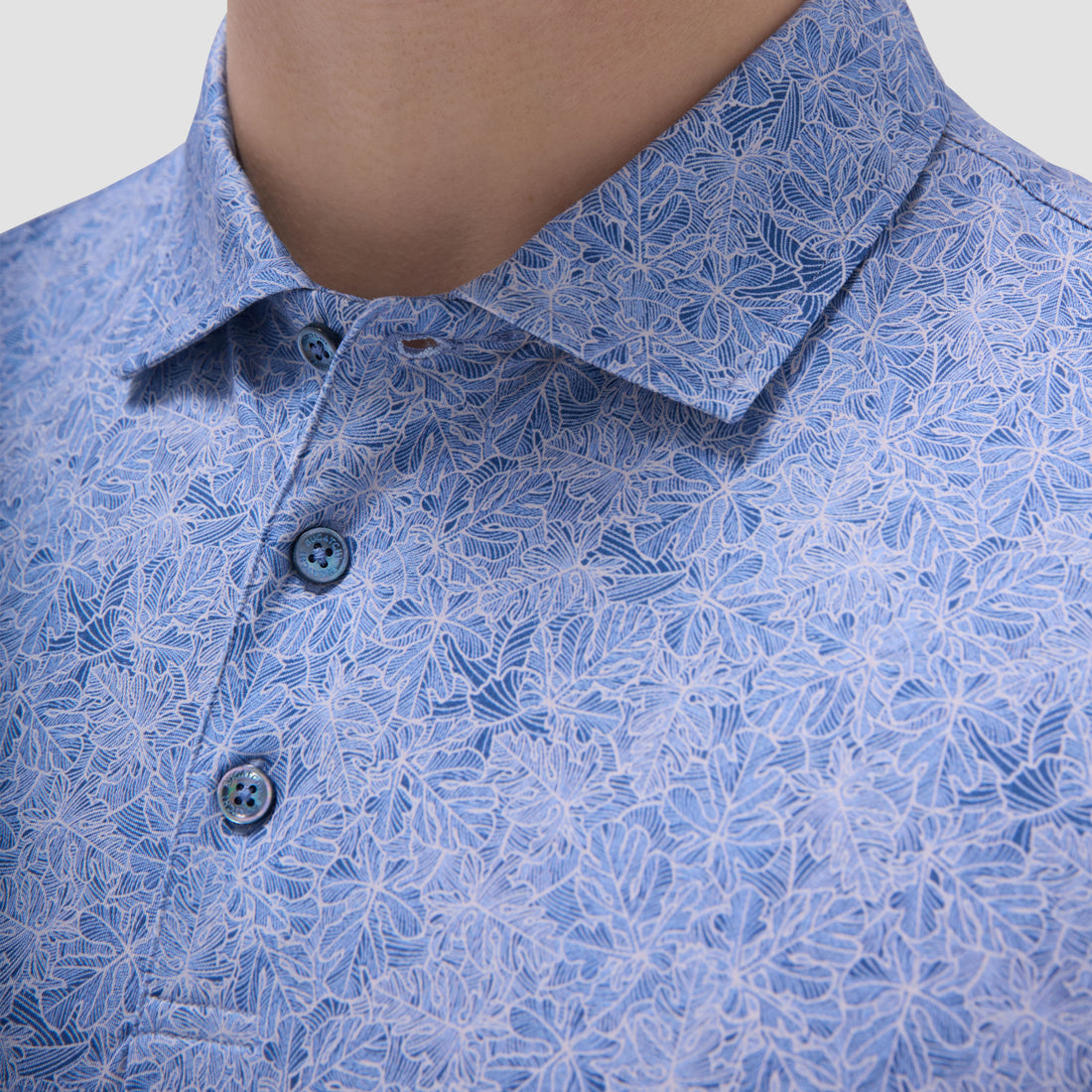 Victor Leaf Print OoohCotton Polo Shirt