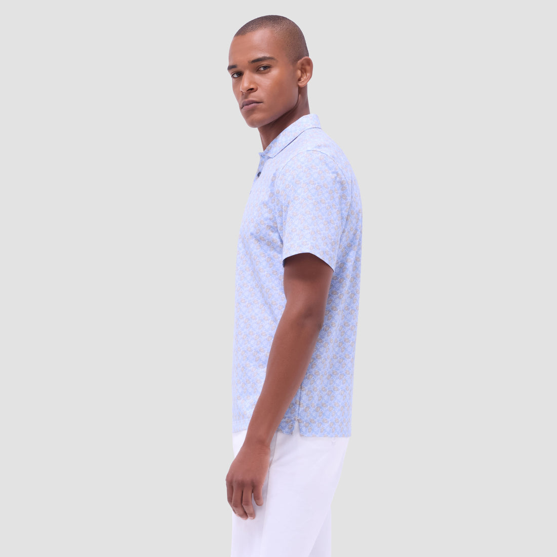 Victor Leaf Print OoohCotton Polo Shirt