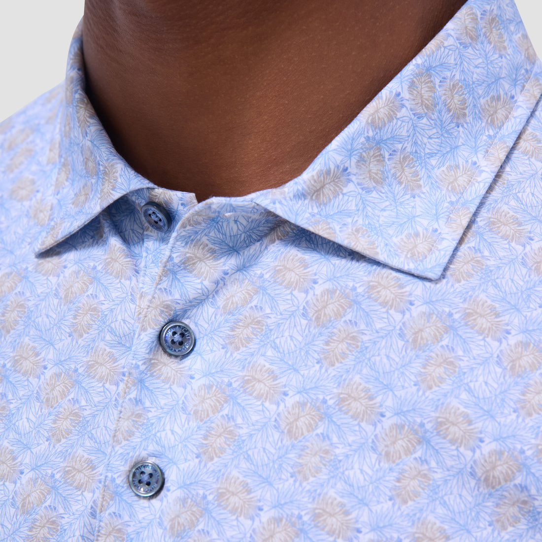 Victor Leaf Print OoohCotton Polo Shirt