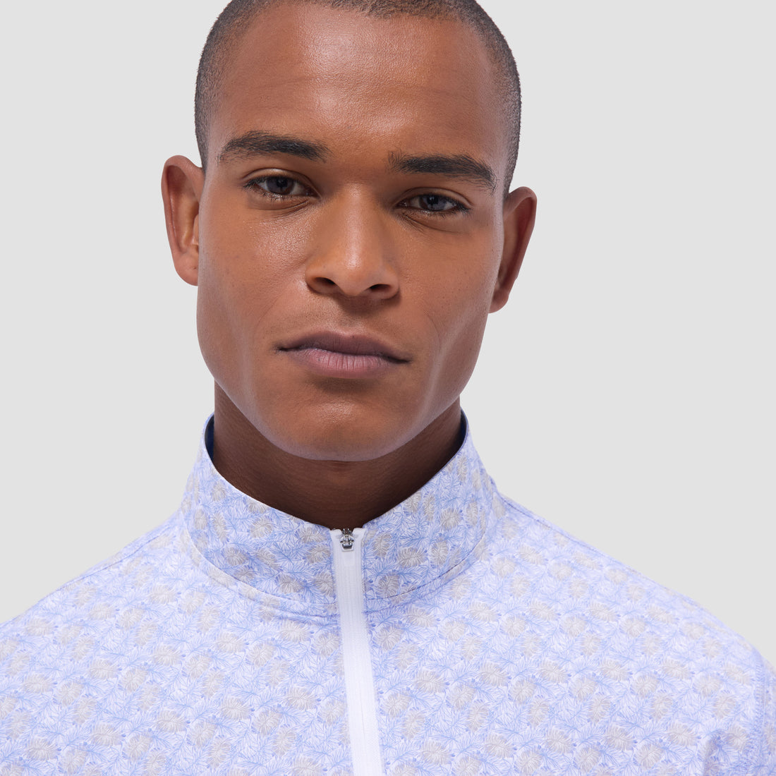 Anthony Leaf Print OoohCotton Quarter-Zip Pullover