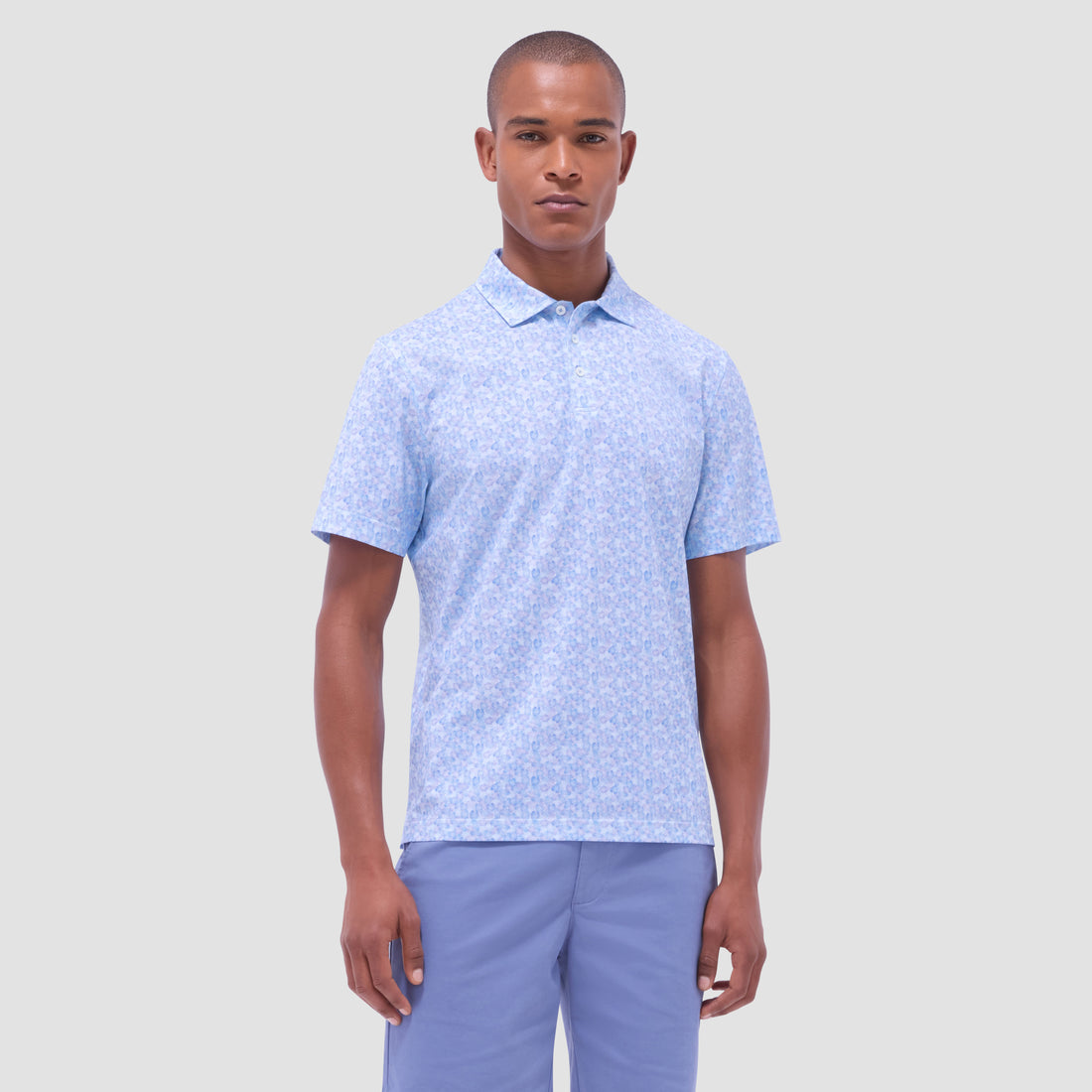 Victor Leaf Print OoohCotton Polo Shirt