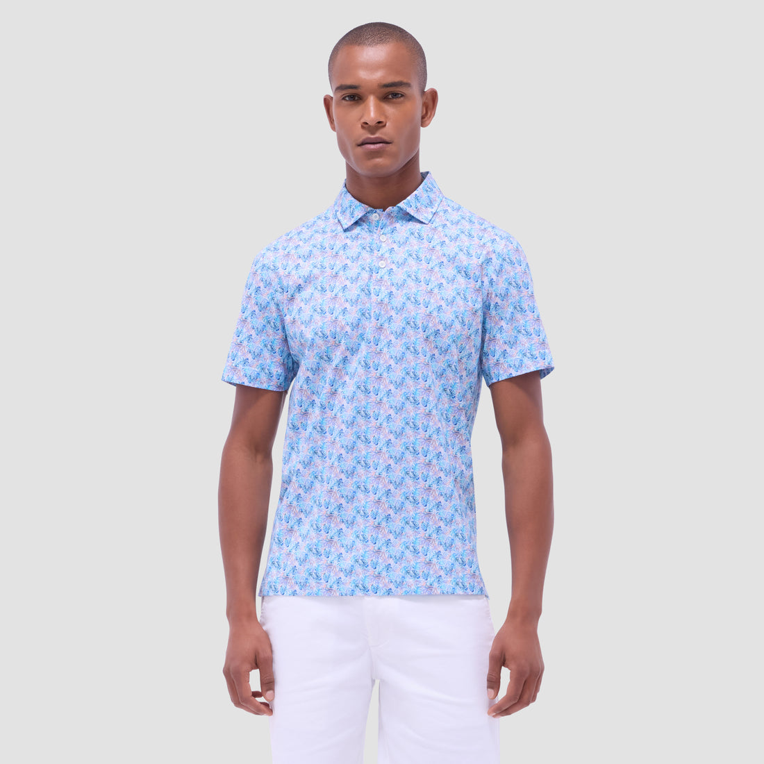 Victor Leaf Print OoohCotton Polo Shirt