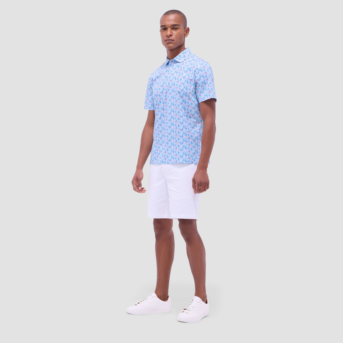 Victor Leaf Print OoohCotton Polo Shirt