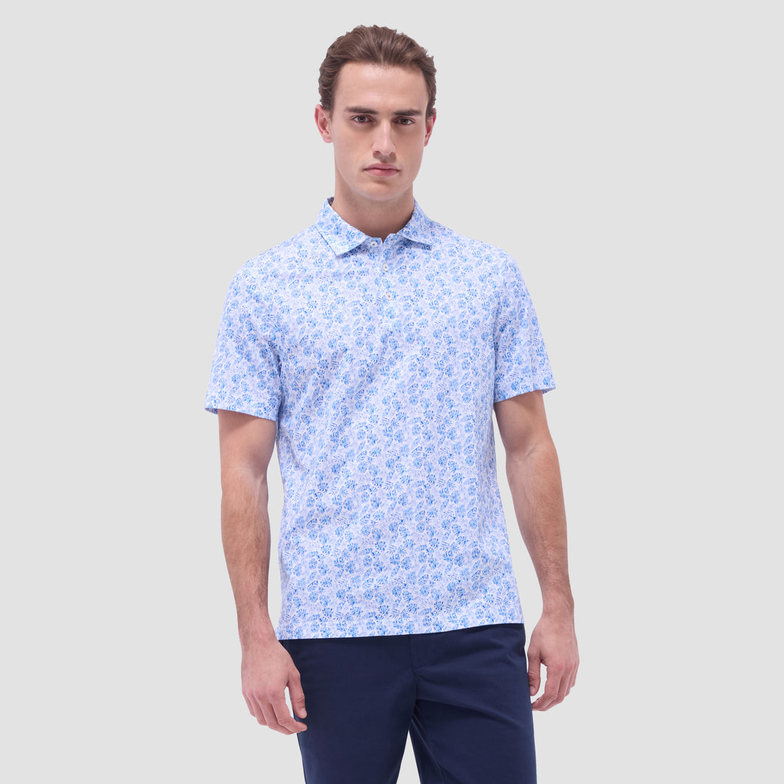 Victor Leaf Print OoohCotton Polo Shirt