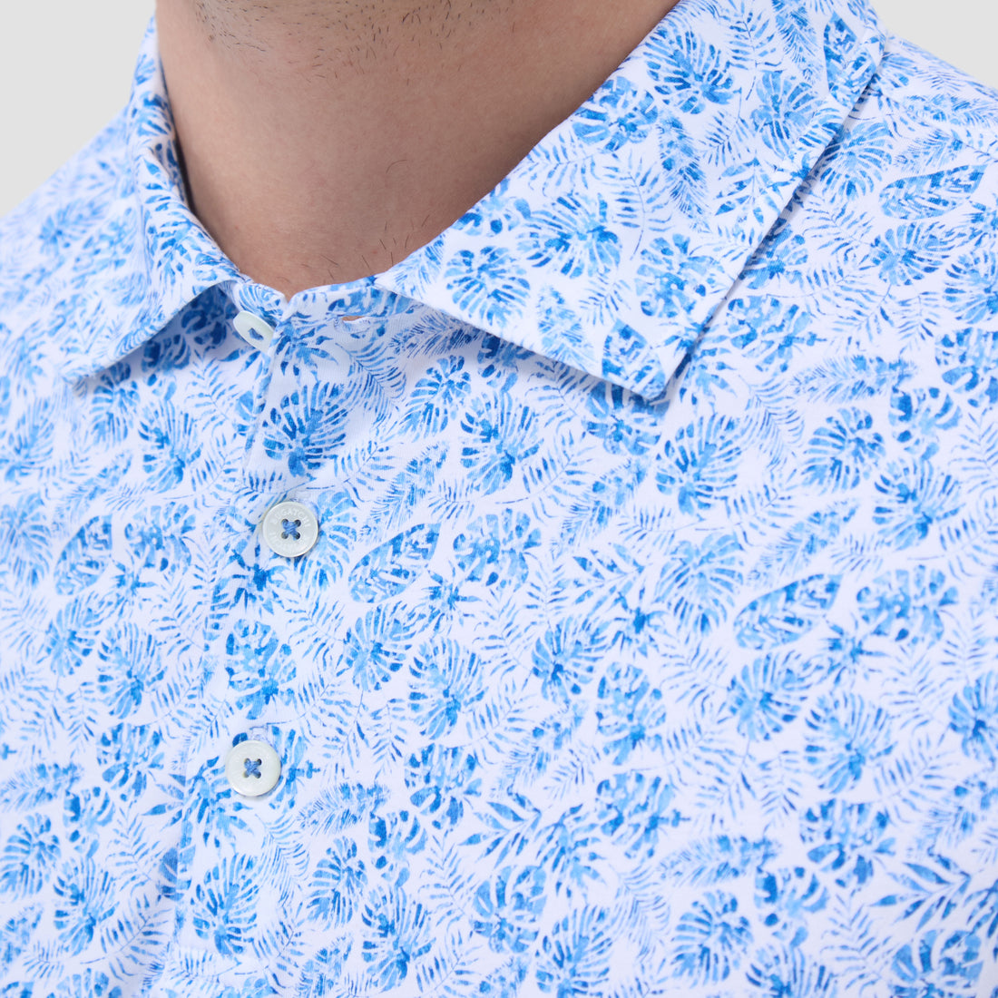 Victor Leaf Print OoohCotton Polo Shirt