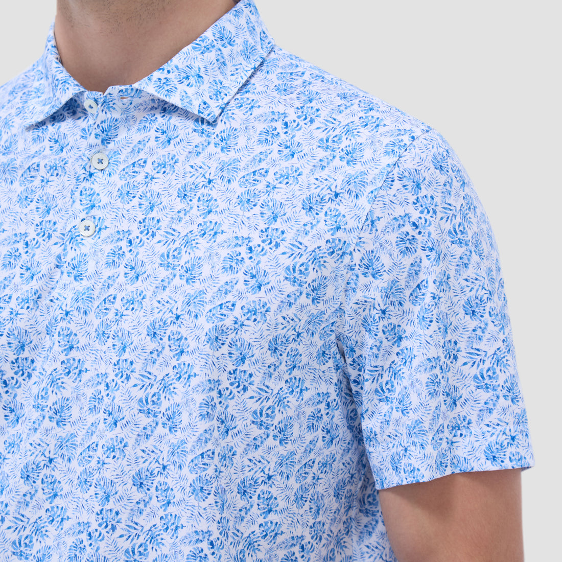 Victor Leaf Print OoohCotton Polo Shirt