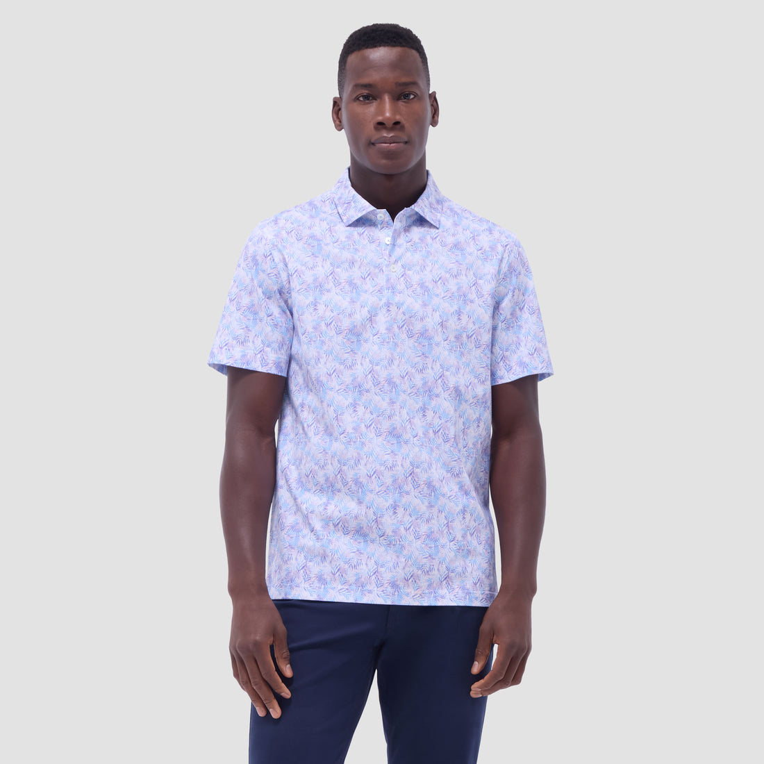 Victor Leaf Print OoohCotton Polo Shirt