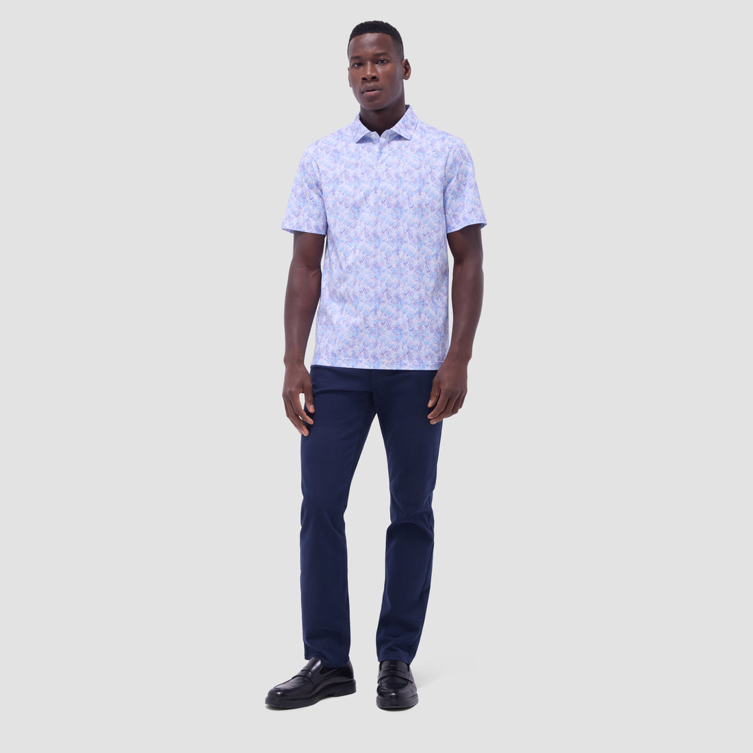 Victor Leaf Print OoohCotton Polo Shirt